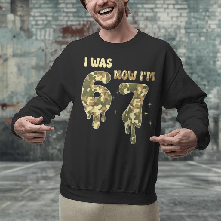 Retro I Was 6 Now I'm 7 Camo 67 Ice Cream Drip Baseball Unisex Sweatshirt