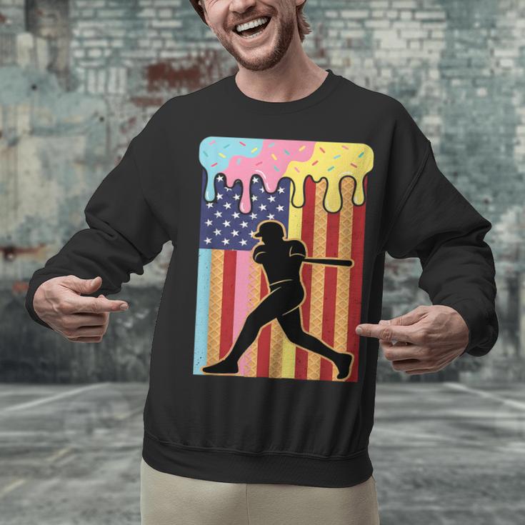 Retro Baseball Drip Boys Ice Cream Patriotic American Flag Unisex Sweatshirt Retro Baseball Drip Boys Ice Cream Patriotic American Flag Unisex Sweatshirt