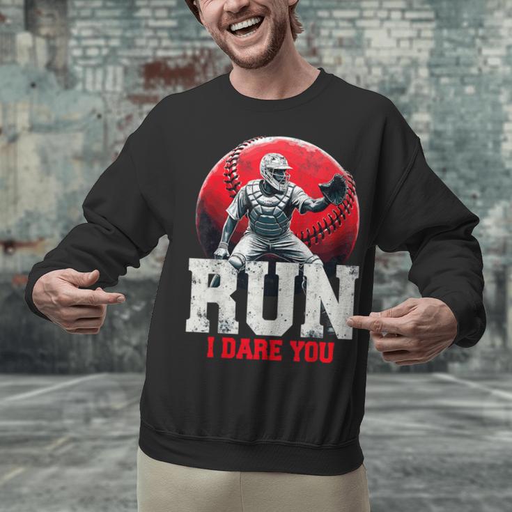 Run I Dare You Baseball Ball Player Catcher Coach Tee Unisex Sweatshirt Run I Dare You Baseball Ball Player Catcher Coach Tee Unisex Sweatshirt