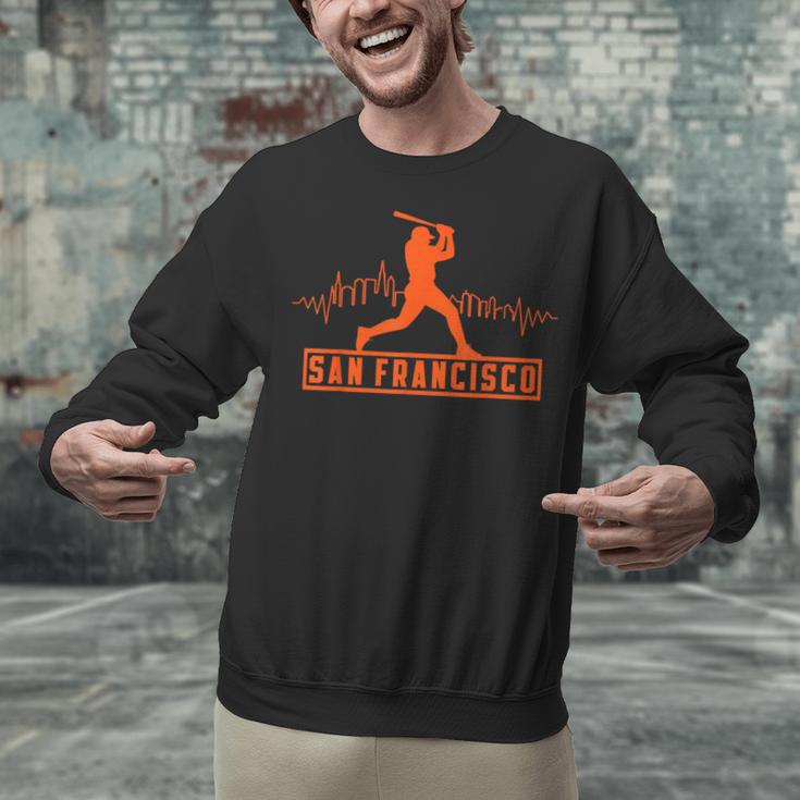 San Francisco Lovers Skyline Retro Baseball Heartbeat Men Unisex Sweatshirt