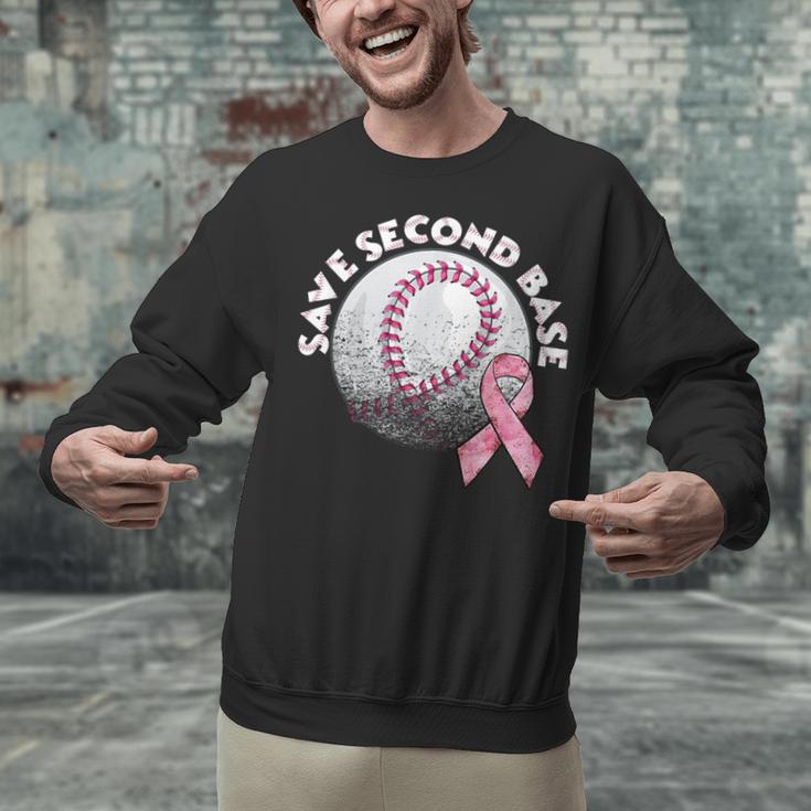 Save 2nd Base Breast Cancer Awareness Pink Ribbon Baseball Unisex Sweatshirt Save 2nd Base Breast Cancer Awareness Pink Ribbon Baseball Unisex Sweatshirt