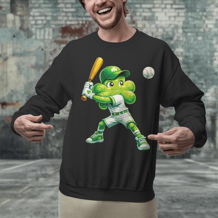 Shamrock Playing Baseball St Patricks Day Men Boys Kid Unisex Sweatshirt