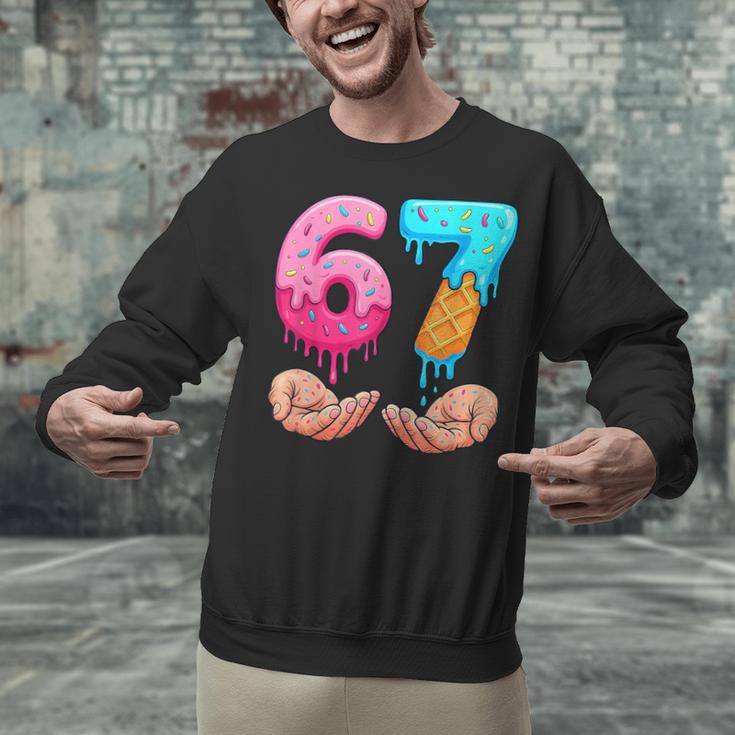 Six Seven 6-7 Baseball Ice Cream Drip 67 Meme Hands Unisex Sweatshirt Six Seven 6-7 Baseball Ice Cream Drip 67 Meme Hands Unisex Sweatshirt