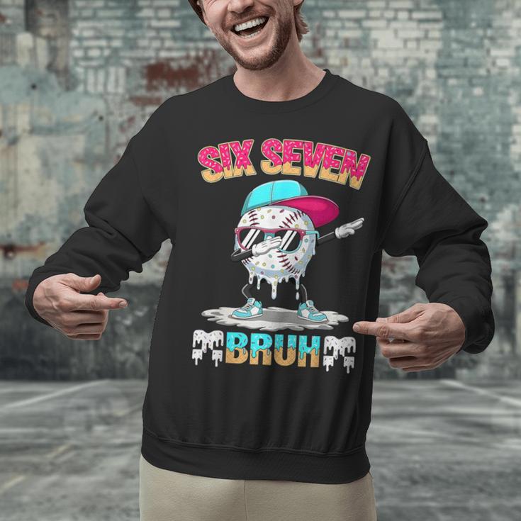 Six Seven 67 Meme Ice Cream Drip Baseball Dabbing Boy Kids Unisex Sweatshirt