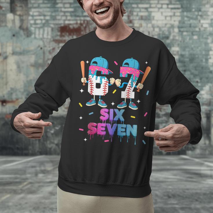 Six Seven Baseball Ice Cream Drip 6 7 Meme Gen Alpha Slang Unisex Sweatshirt