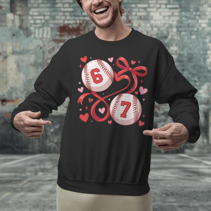 Six Seven Baseball Lover Sports Red Heart Bow Valentine Girl Unisex Sweatshirt
