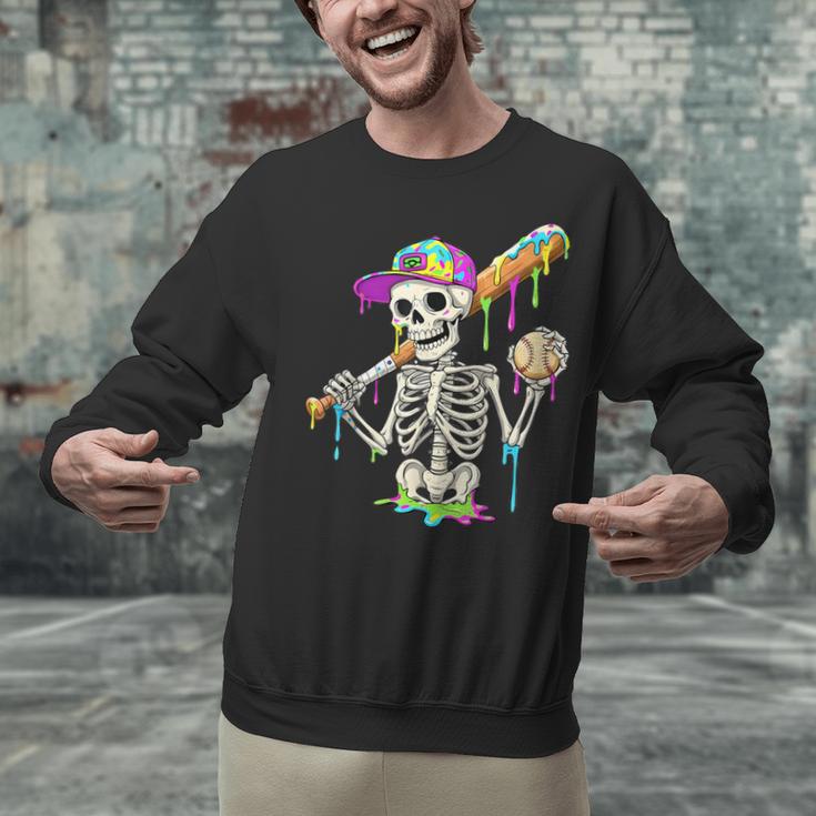 Skeleton Baseball Drip Boys Ice Cream Drip Youth Baseball Unisex Sweatshirt