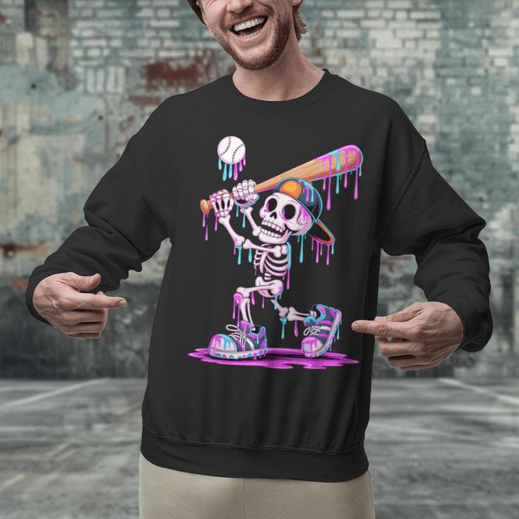 Skeleton Baseball Drip Boys Youth Kids Halloween Unisex Sweatshirt Skeleton Baseball Drip Boys Youth Kids Halloween Unisex Sweatshirt