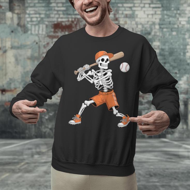 Skeleton Batting Baseball Halloween Unisex Sweatshirt Skeleton Batting Baseball Halloween Unisex Sweatshirt