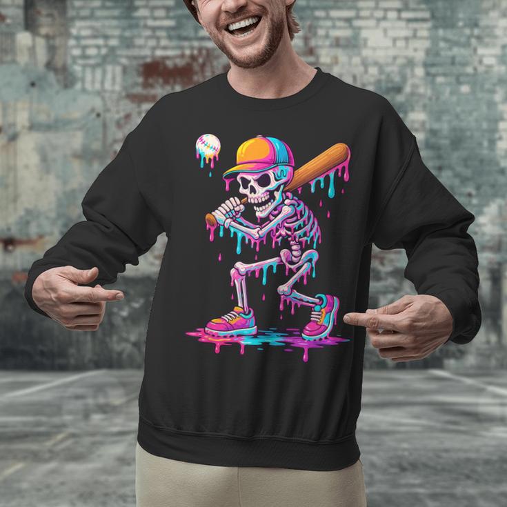 Skelton Playing Baseball Halloween Baseball Drip Boys Kids Unisex Sweatshirt Skelton Playing Baseball Halloween Baseball Drip Boys Kids Unisex Sweatshirt