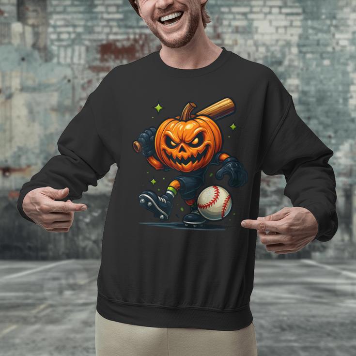 Spooky Halloween Scary Pumpkin Baseball Player Witchy Vibes Unisex Sweatshirt Spooky Halloween Scary Pumpkin Baseball Player Witchy Vibes Unisex Sweatshirt