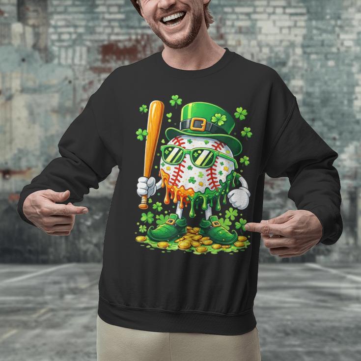 St Patricks Day Baseball Ice Cream Baseball Player Cartoon Unisex Sweatshirt