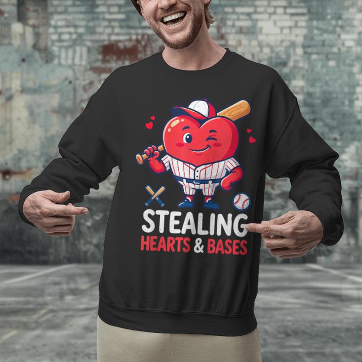 Stealing Hearts And Bases Baseball Player Valentine's Day Unisex Sweatshirt Stealing Hearts And Bases Baseball Player Valentine's Day Unisex Sweatshirt
