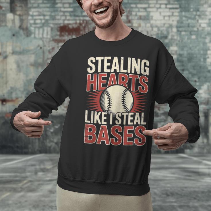Stealing Hearts Like I Steal Bases Baseball Valentine Retro Unisex Sweatshirt