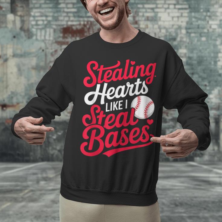 Stealing Hearts Like I Steal Bases Cute Baseball Boys Unisex Sweatshirt