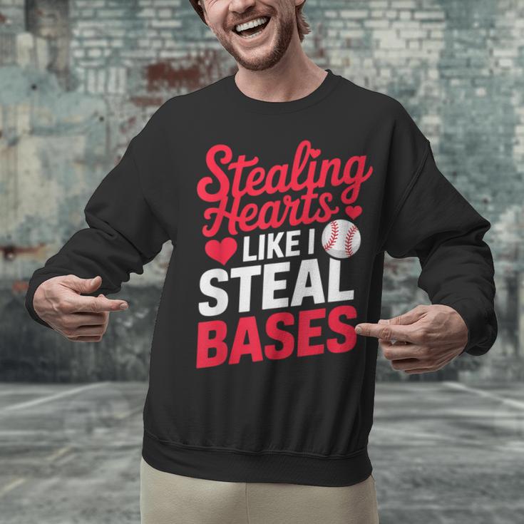 Stealing Hearts Like I Steal Bases Cute Baseball Valentine Unisex Sweatshirt