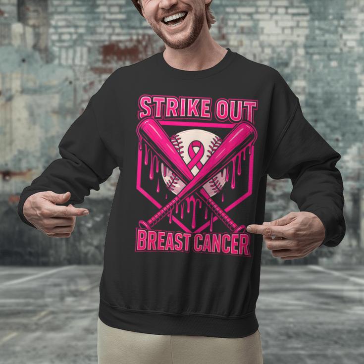 Strike Out Breast Cancer Baseball Ice Cream Drip Unisex Sweatshirt