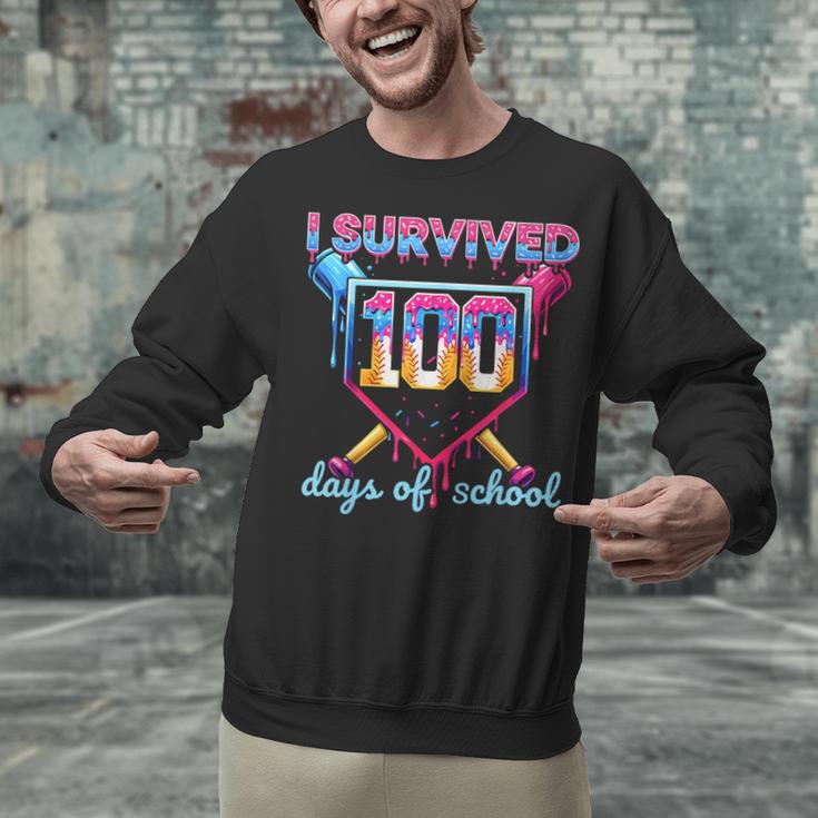I Survived 100 Days Of School Baseball Boys Students Unisex Sweatshirt I Survived 100 Days Of School Baseball Boys Students Unisex Sweatshirt