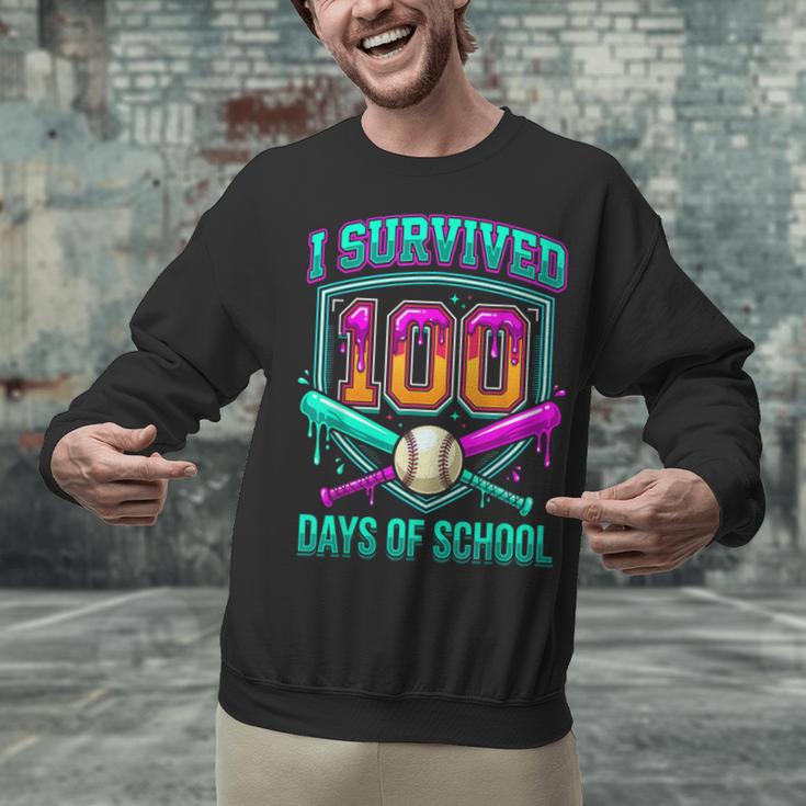 I Survived 100 Days Of School Baseball Drip Unisex Sweatshirt I Survived 100 Days Of School Baseball Drip Unisex Sweatshirt