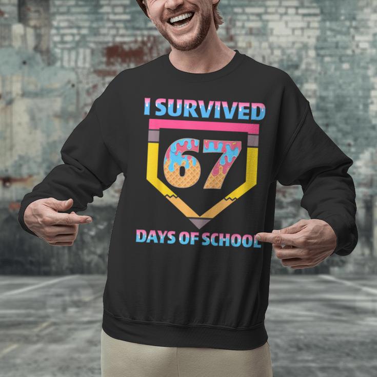 I Survived 67 Days Of School Baseball Trend For Boys Girls Unisex Sweatshirt I Survived 67 Days Of School Baseball Trend For Boys Girls Unisex Sweatshirt