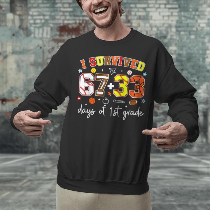I Survived 6733 Days Of 1st Grade Baseball Football 100 Day Unisex Sweatshirt I Survived 6733 Days Of 1st Grade Baseball Football 100 Day Unisex Sweatshirt