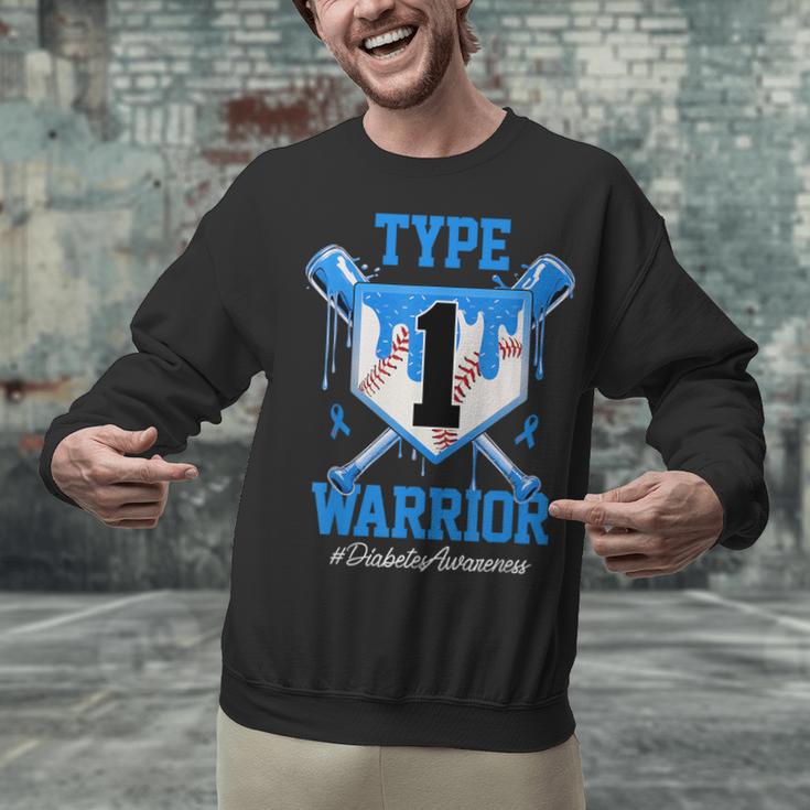 T1D Warrior Baseball Drip Diabetes Awareness Blue Ribbon Unisex Sweatshirt T1D Warrior Baseball Drip Diabetes Awareness Blue Ribbon Unisex Sweatshirt