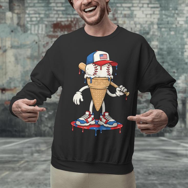 USA Patriotic Baseball Ice Cream Cone Freedom Unisex Sweatshirt USA Patriotic Baseball Ice Cream Cone Freedom Unisex Sweatshirt