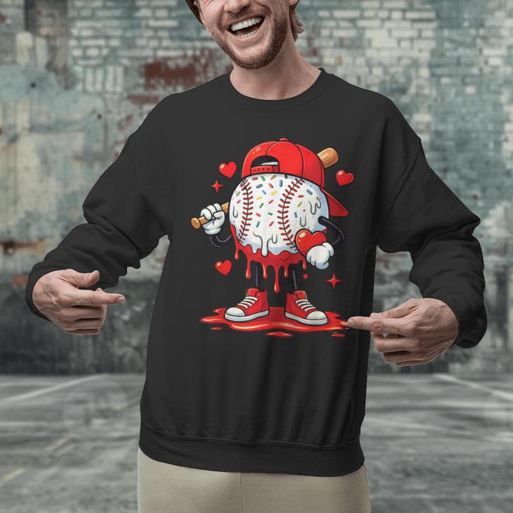 Valentine Baseball Drip Ice Cream Youth Boys Couples Unisex Sweatshirt Valentine Baseball Drip Ice Cream Youth Boys Couples Unisex Sweatshirt