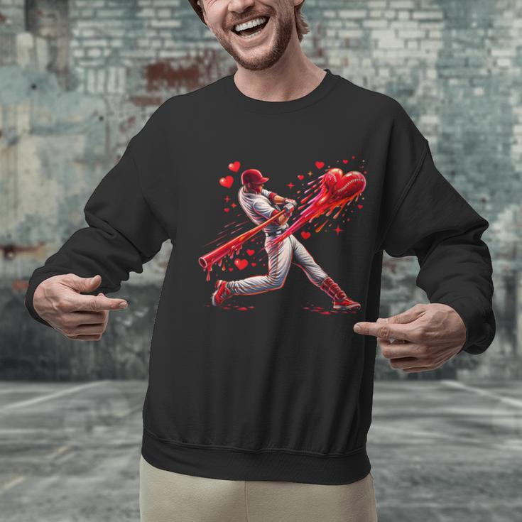 Valentine Baseball Player Drip Unisex Sweatshirt Valentine Baseball Player Drip Unisex Sweatshirt