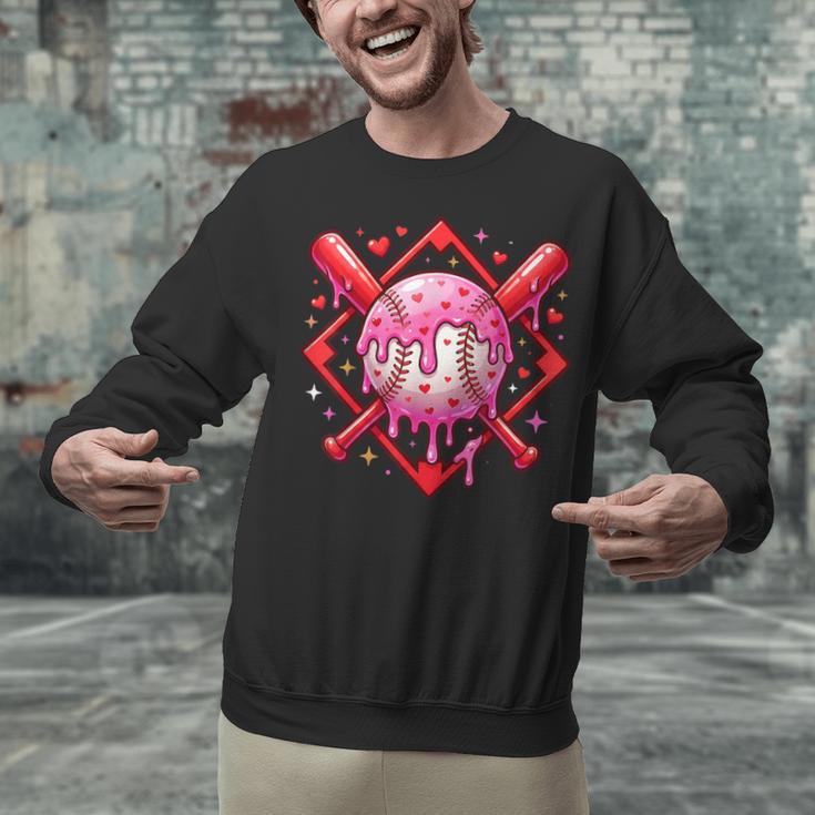 Valentines Day Baseball Boys Ice Cream Drip Heart Youth Kids Unisex Sweatshirt