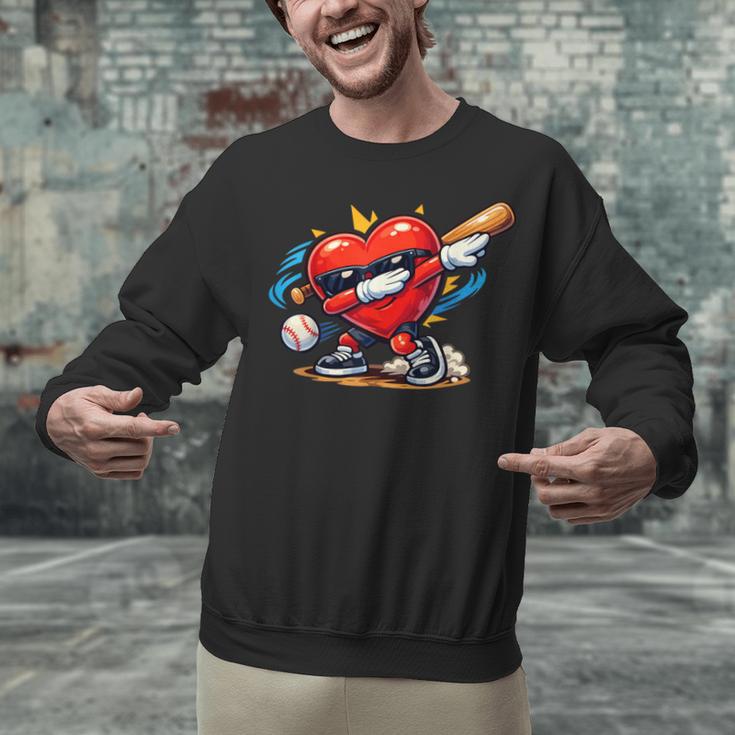 Valentines Day Baseball Dabbing Red Heart Love Boys Unisex Sweatshirt