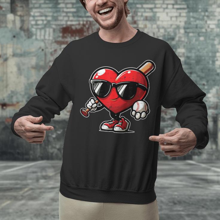 Valentines Day Baseball Heart Bat Sunglasses Men Boys Kids Unisex Sweatshirt