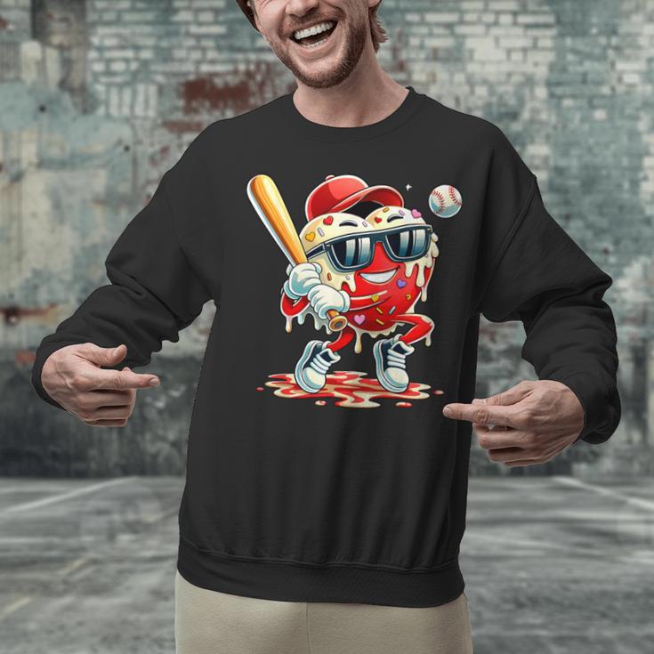 Valentines Day Heart Baseball Drip Ice Cream Boys Kids Men Unisex Sweatshirt