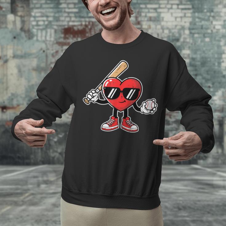 Valentines Day Heart Baseball Player Sports Boys Kids Men Unisex Sweatshirt
