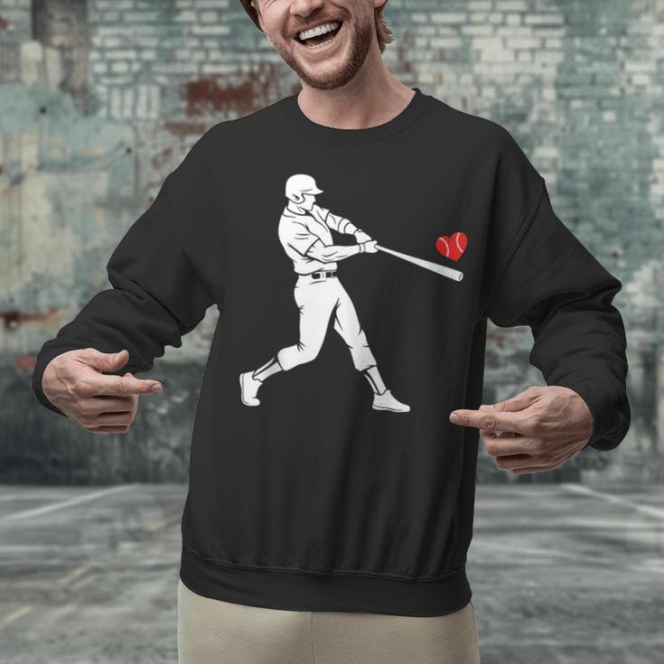 Valentines US Baseball Player Silhouette Heart Unisex Sweatshirt
