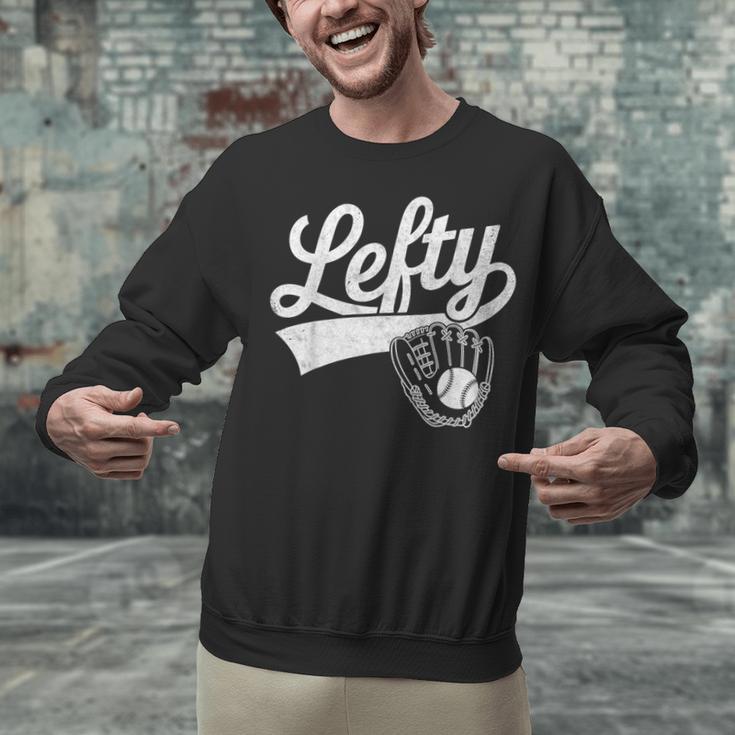 Vintage Baseball Tee Lefty Left Handed Baseball Player Unisex Sweatshirt