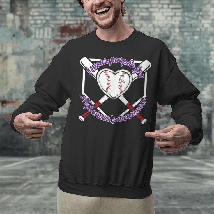 I Wear Purple For Alzheimers Awareness Baseball Heart Ribbon Unisex Sweatshirt I Wear Purple For Alzheimers Awareness Baseball Heart Ribbon Unisex Sweatshirt