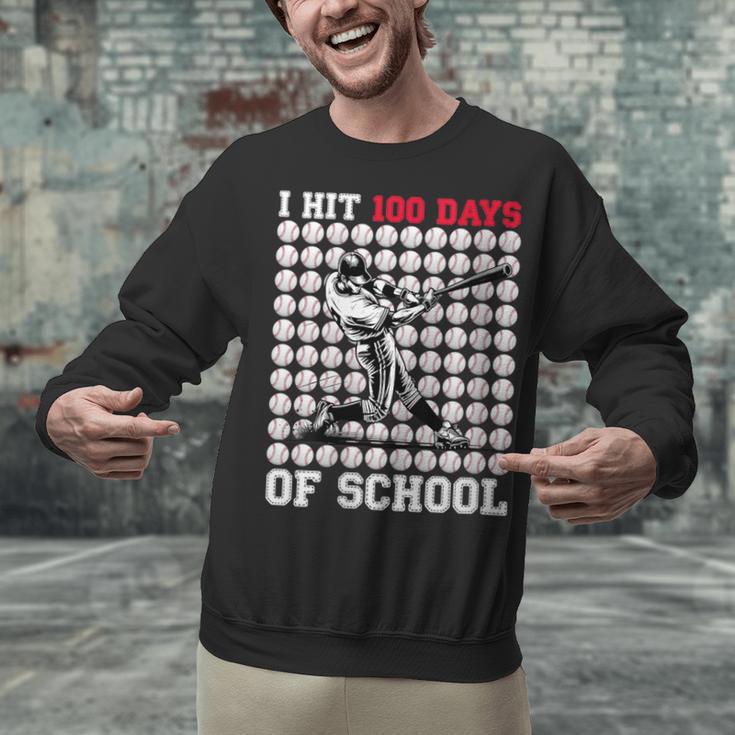 Women's I Hit 100 Days Of School Baseball 100th Day Boys Kids Unisex Sweatshirt