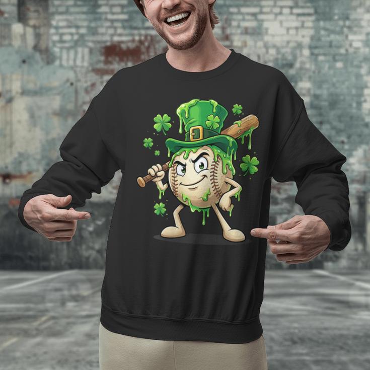 Women's St Patricks Day Baseball Leprechaun Shamrock Player Boys Kid Unisex Sweatshirt