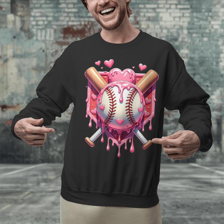 Women's Valentines Day Baseball Boys Ice Cream Drip Heart Youth Kids Unisex Sweatshirt Women's Valentines Day Baseball Boys Ice Cream Drip Heart Youth Kids Unisex Sweatshirt