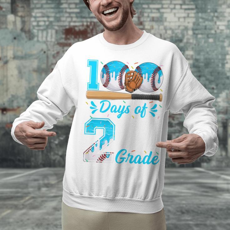 100 Days Of 2nd Grade Baseball 100th Day Of School Boys Kids Unisex Sweatshirt