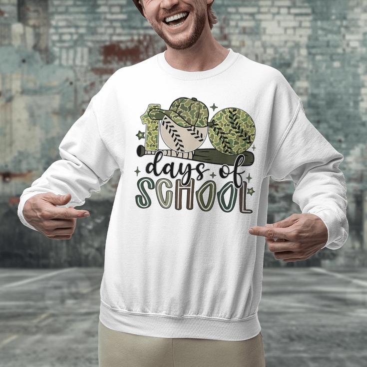 100 Days Of School Baseball Camo Cap Kids Boys 100th Day Unisex Sweatshirt