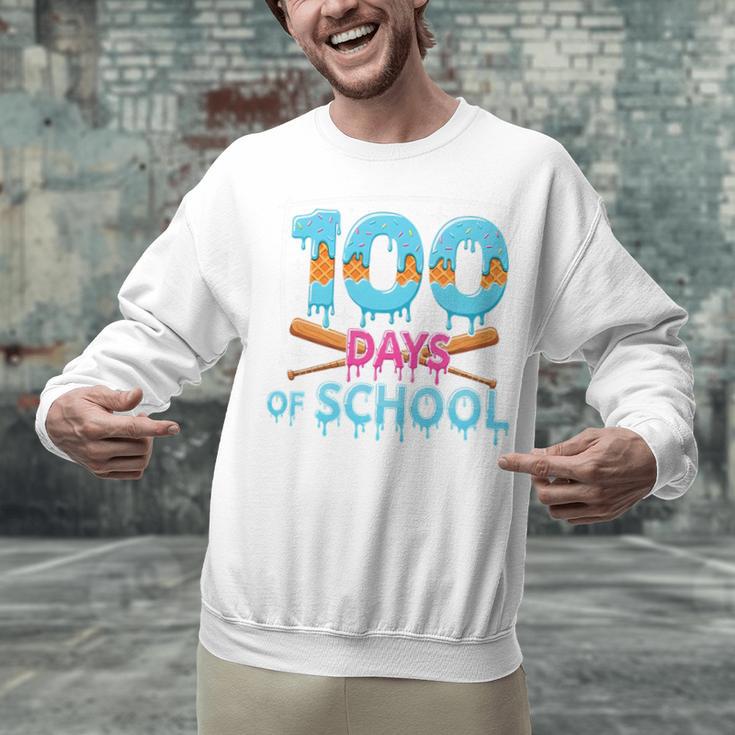 100 Days Of School Drip Ice Cream Baseball For Teacher Kids Premium Tri-Blend Unisex Sweatshirt
