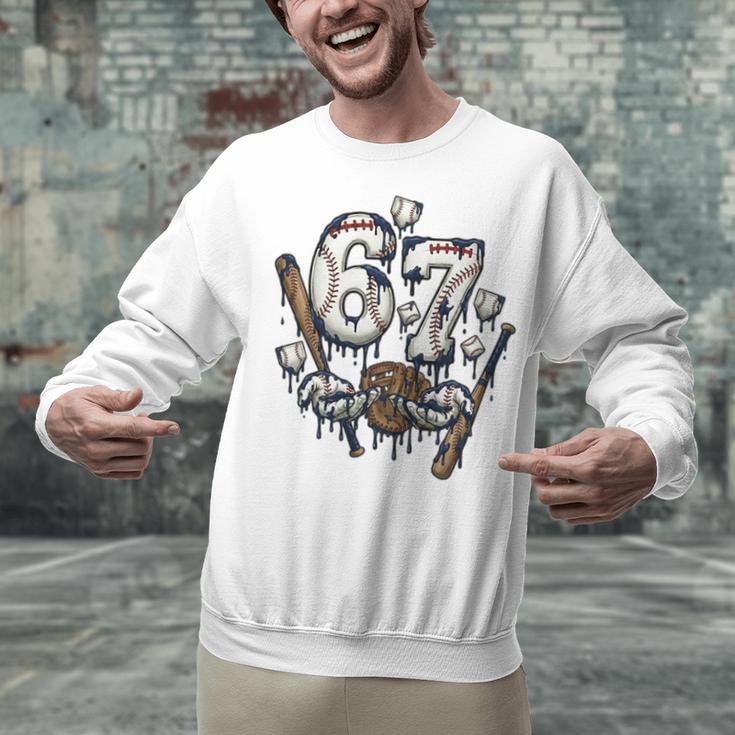 67 Baseball Six Seven Baseball 6 7 Kids Boys Girls Premium Tri-Blend Unisex Sweatshirt