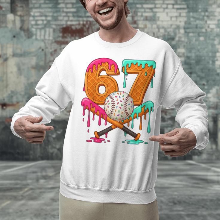 67 Ice Cream Drip Baseball Number 67 Player 67th Birthday Unisex Sweatshirt