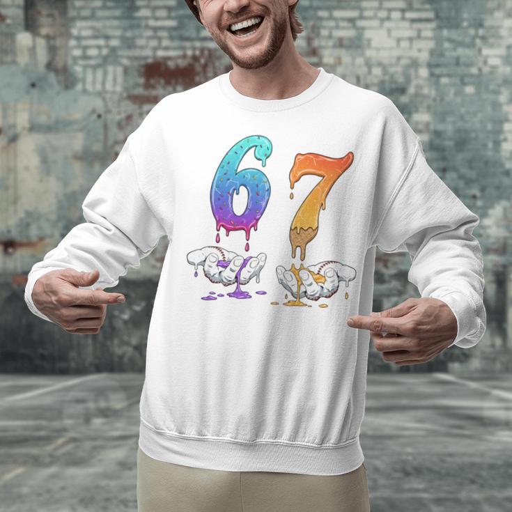 67 Meme Baseball Kids Girls Humor Number 6 7 Unisex Sweatshirt