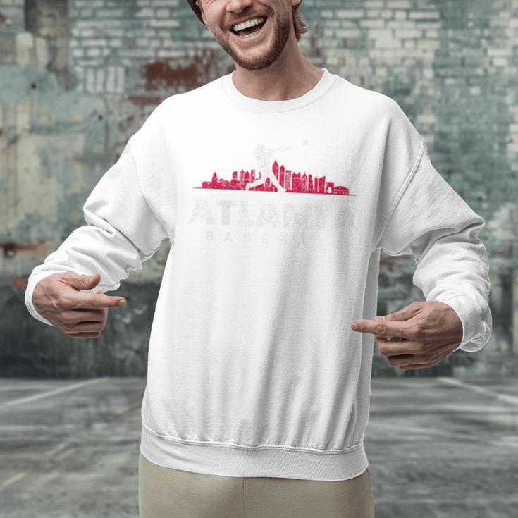 Atlanta Baseball Vintage Player Minimalist Skyline Retro Unisex Sweatshirt Atlanta Baseball Vintage Player Minimalist Skyline Retro Unisex Sweatshirt