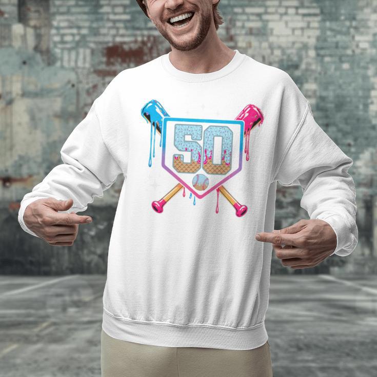 Baseball 50 Year Old Ice Cream Drip 50th Birthday Number 50 Unisex Sweatshirt Baseball 50 Year Old Ice Cream Drip 50th Birthday Number 50 Unisex Sweatshirt