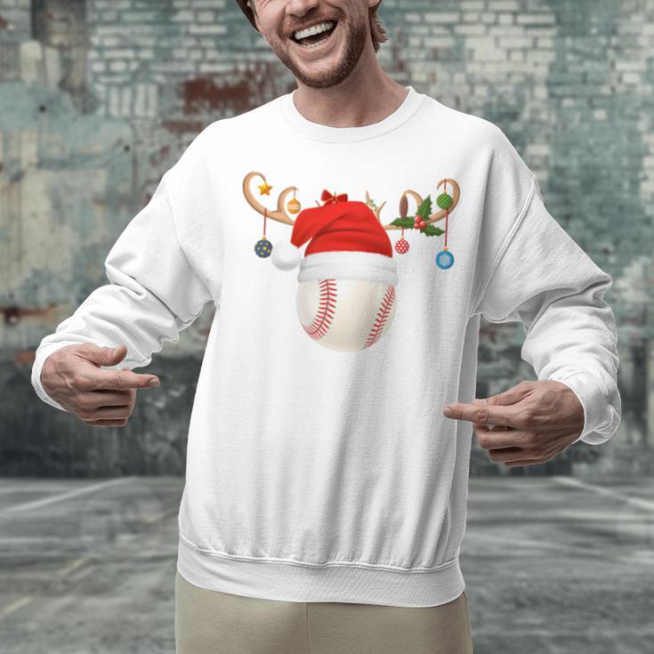 Baseball Christmas Reindeer Santa Hat Sports Player Xmas Unisex Sweatshirt Baseball Christmas Reindeer Santa Hat Sports Player Xmas Unisex Sweatshirt