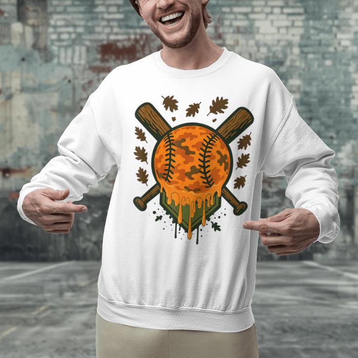 Baseball Drip Ice Cream Dripping Blaze Hunter Orange Camo Unisex Sweatshirt Baseball Drip Ice Cream Dripping Blaze Hunter Orange Camo Unisex Sweatshirt